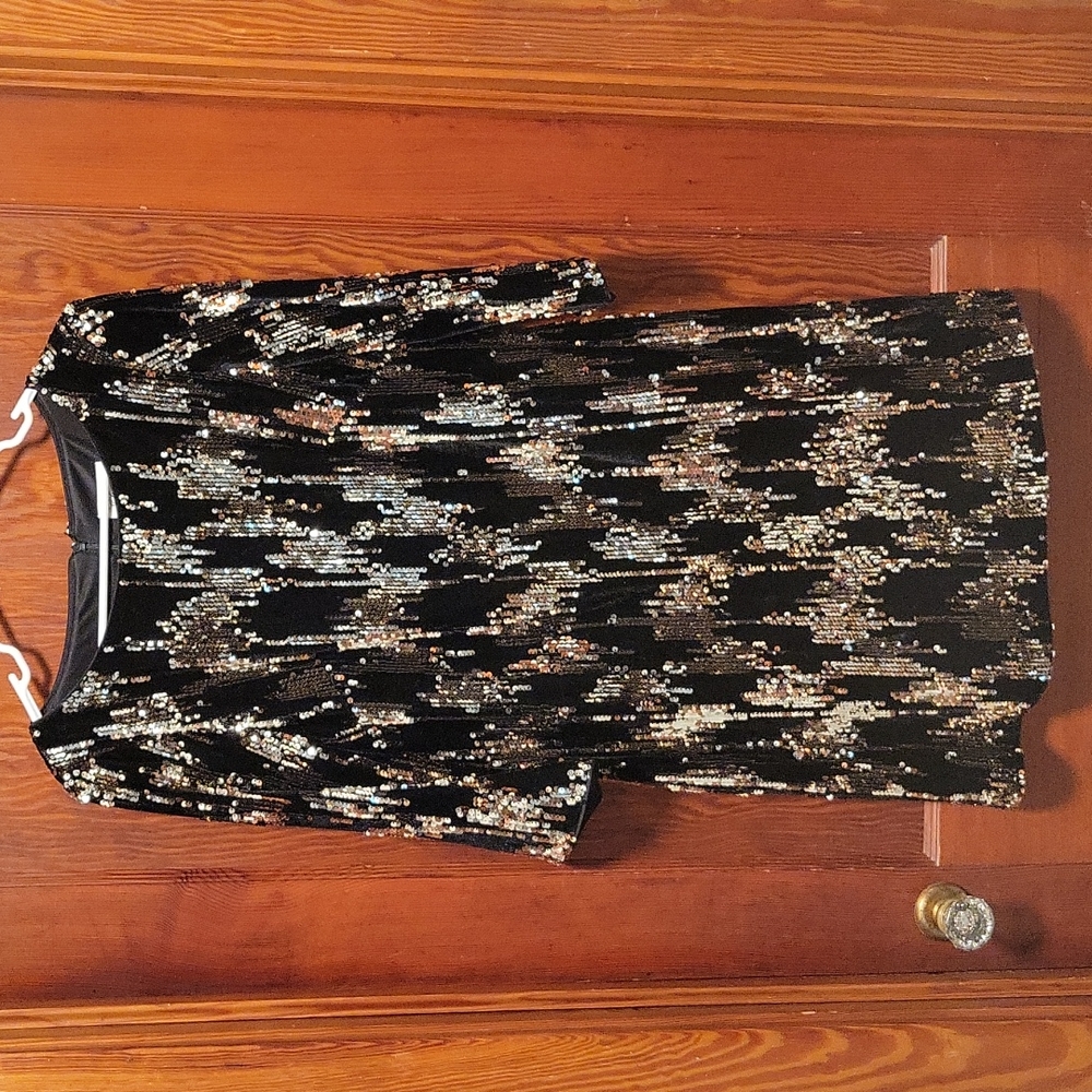 Eliza J Velvet Sequin Sheath Dress